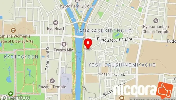 の地図 京都日本語研修センター(KJLTC) 語学学校 で 京都市左京区
