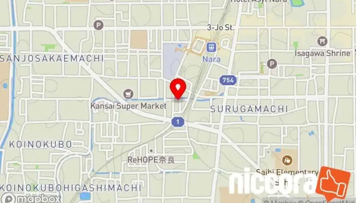 の地図 （株）インテコ 企業のオフィス で 奈良市