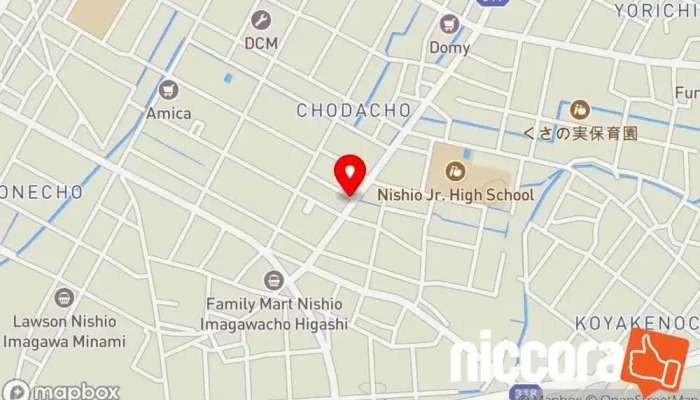 の地図 アジアオフィス 事務用品店, コンピューター サポート、サービス, ソフトウェア企業 で 西尾市
