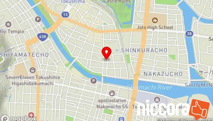 の地図 イノベーションセンター四圀株式会社／クラウドファンディング・クラウドソーシング サポート マーケティング コンサルタント, 企業経営コンサルタント, 企業間取引業, 会議場, 共同オフィス, イベント会場, 人事コンサルティング, インターネット マーケティング業, オフィス スペース レンタル代理店 で 徳島市