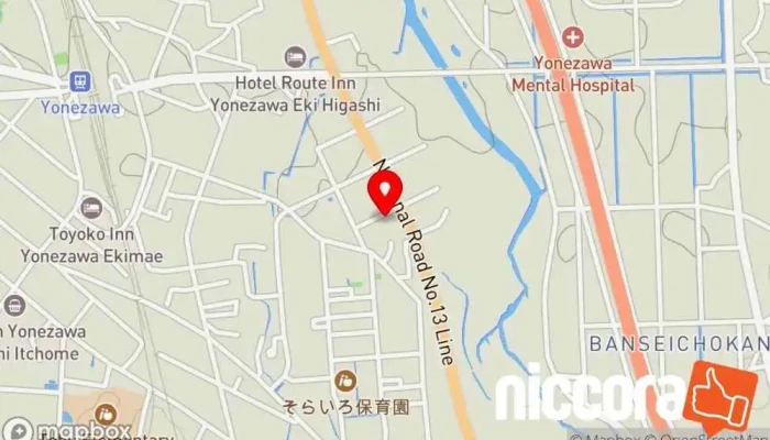 の地図 TGAテクノロジー㈱ 企業のオフィス で 米沢市