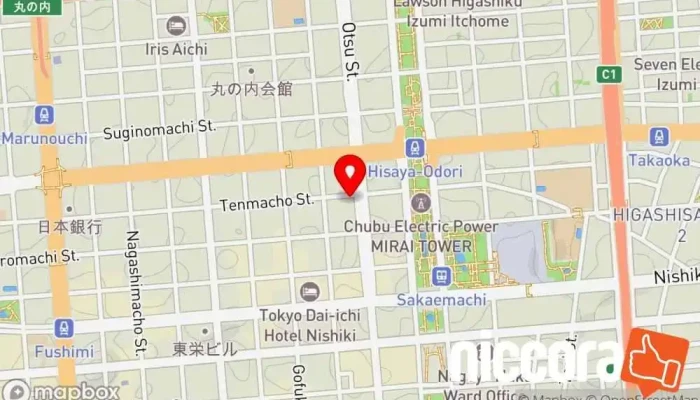 の地図 トーコン 名古屋支社 広告代理店, 人事コンサルティング で 名古屋市